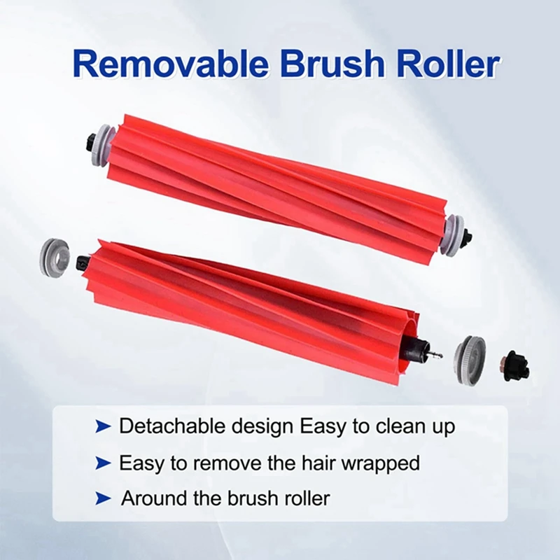 Роликовая щетка и крышка основной щетки белый красный пластик + резина для