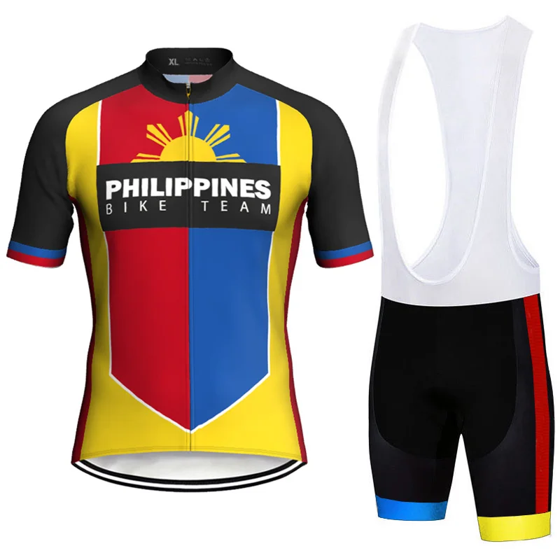 

Philippines Pro Team Short Sleeve Cycling Jersey Set Road Mtb Bike bib Wear Race Anti-Sweat Uniform Shirt Moto Summer Clothes