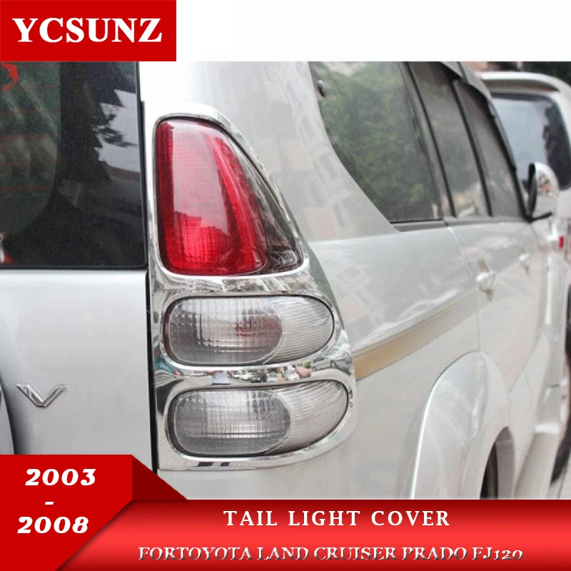 

ABS Chrome Tail Lights Cover For Toyota Land Cruiser Prado FJ120 2003 2004 2005 2006 2007 2008 Car Accessories