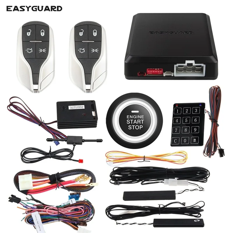 

EASYGUARD EC002 Automatic Lock Unlock Burglar alarm Remote Engine Start Kit Keyless Entry System keyless start Shock sensor