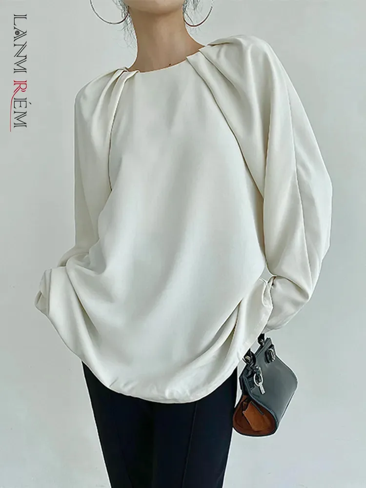 

Блузка женская плиссированная во французском стиле, с круглым вырезом и длинным рукавом, 26D5936, осень 2023