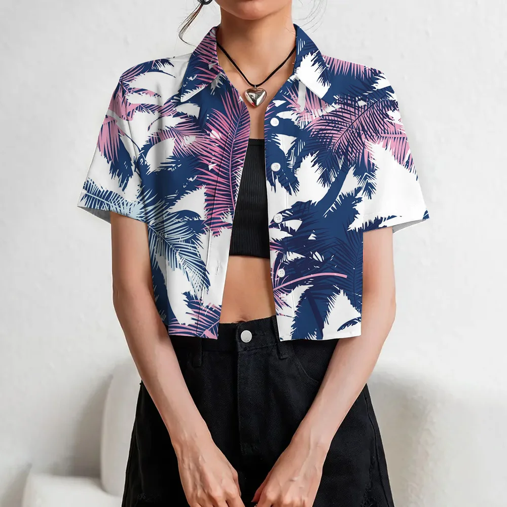 Рубашки на пуговицах спереди красочные супер-короткие рубашки с принтом