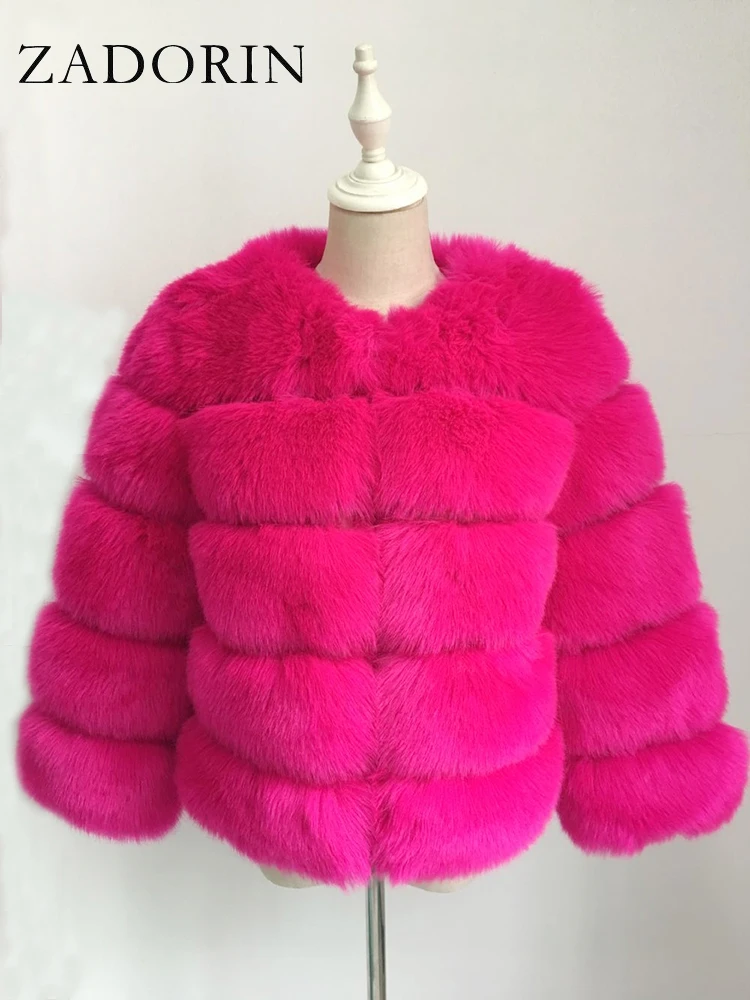 ZADORIN S-4XL Mink Coats Women Autumn Winter Top Fashion Pink FAUX Fur Coat Elegant Thick Warm Faux Fur Jackets For Women 2022