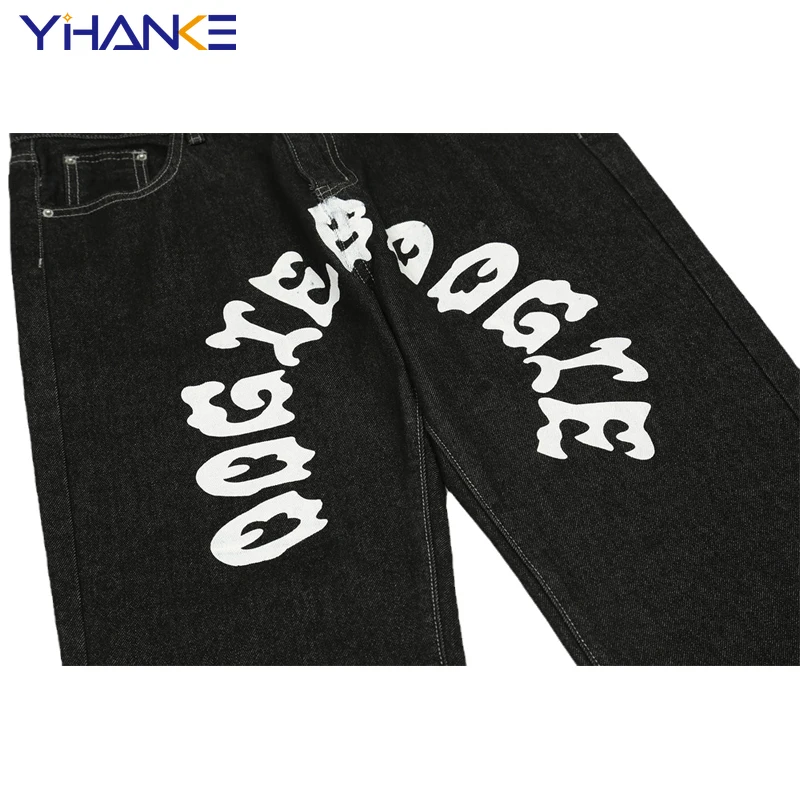 Fashion Men's Cartoon Print Jeans Men's Street Hip-hop Fashion Brand Loose Straight Leg Wide-leg Pants Trend Casual Pants джинсы