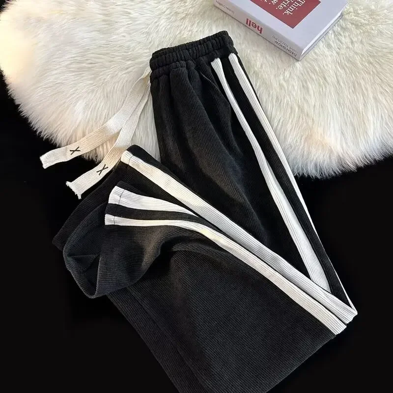 Мужские повседневные вельветовые брюки с боковыми полосками и цветными блоками