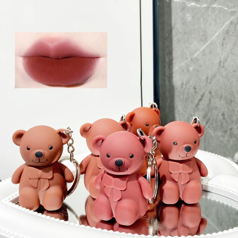

Matte Velvet Lipglaze Waterproof Long Lasting Cute Bear Lipglosses Silky Smooth Liquid Lipstick Makeup Sexy Women Lip Balm Gift