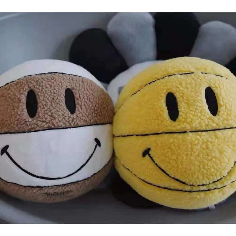 

32cm Creative Smile Ball Plush Toy Cute Basketball Pillow Car Home Decor Basketball Doll Funny Smiley Ball Vent Throw Pillow