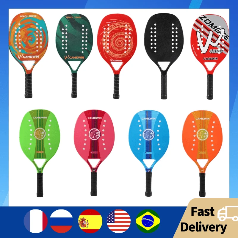 

CAMEWIN Full Carbon Beach Tennis Racket Mens Professional Soft EVA Face Beachtennis Racquet Adult Unisex Padel Rackets