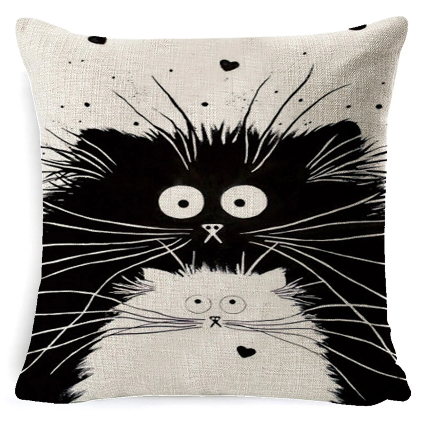 

45x45cm Pillowcase Cushion Case Two Cats Love Patterned Sofa Car Home Bedroom Decoration Linen Pillowcase Decor #40