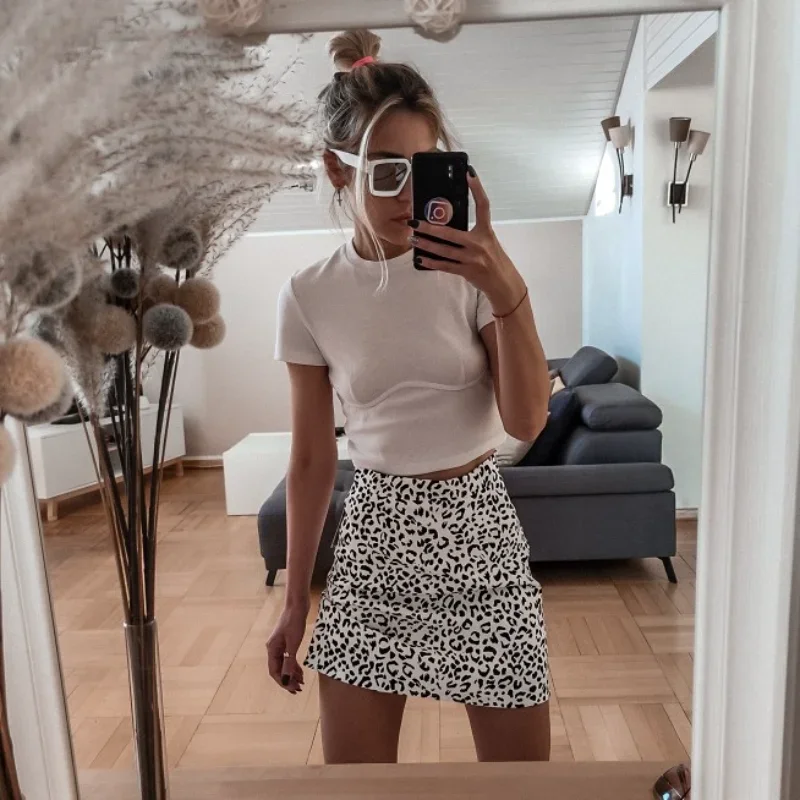 

Skirts Short 2023 Newy Color Leopard Print Temperament Women's Spring New Korean Slim Skirt High Waist Hip Skirt Y2k Dress