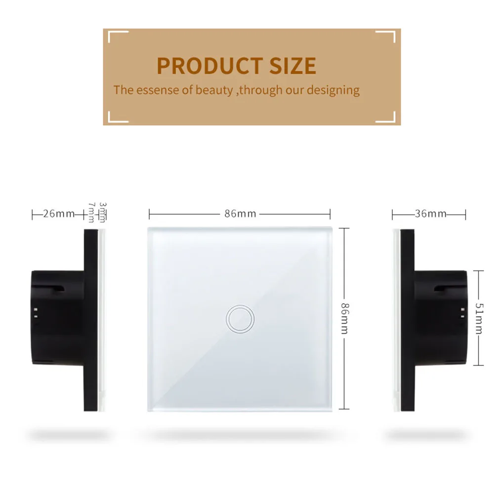 

Настенный сенсорный выключатель европейского стандарта, панель с датчиком вкл./Выкл., однопозиционный водонепроницаемый домашний контролл...