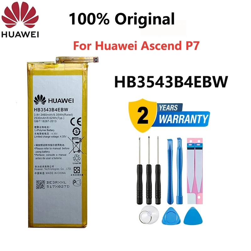 

Hua Wei Original Phone Battery HB3543B4EBW For Huawei Ascend P7 L07 L09 L00 L10 L05 L11 2460mAh Replacement Batteries