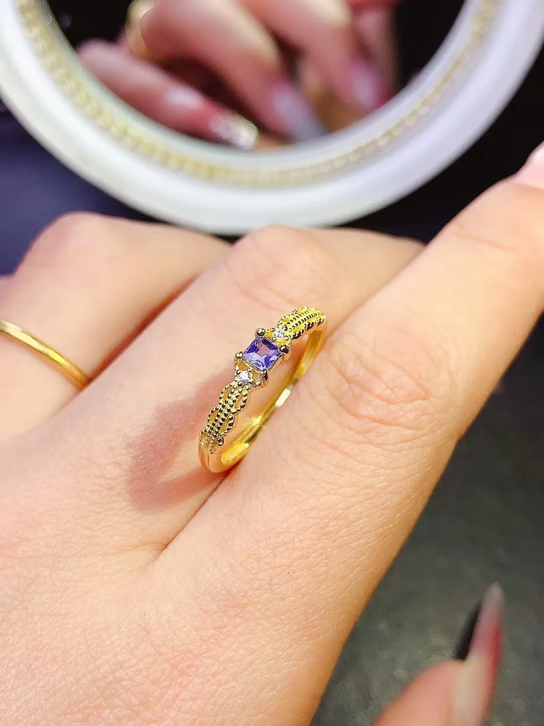 KJJEAXCMY Женское кольцо с натуральным танзанитом S925 чистое серебро изысканная