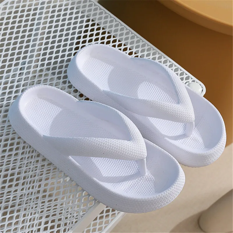 Summer Thong Flip Flops Slippers Outdoor Beach Sandals  EVA Casual Flat Platform Comfy Shoes Women Couple Thick Soled 4cm