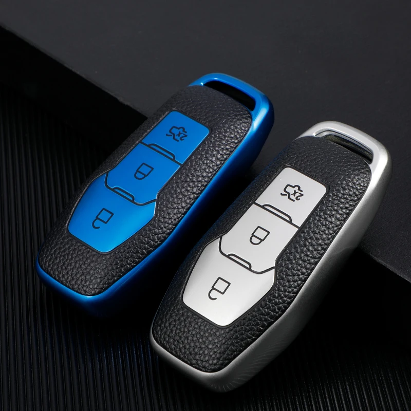 

TPU Car Key Cover Case For Ford Fusion Mondeo Mustang F-150 Explorer Edge 2015 2016 2017 2018 Car Styling Keychain Ring