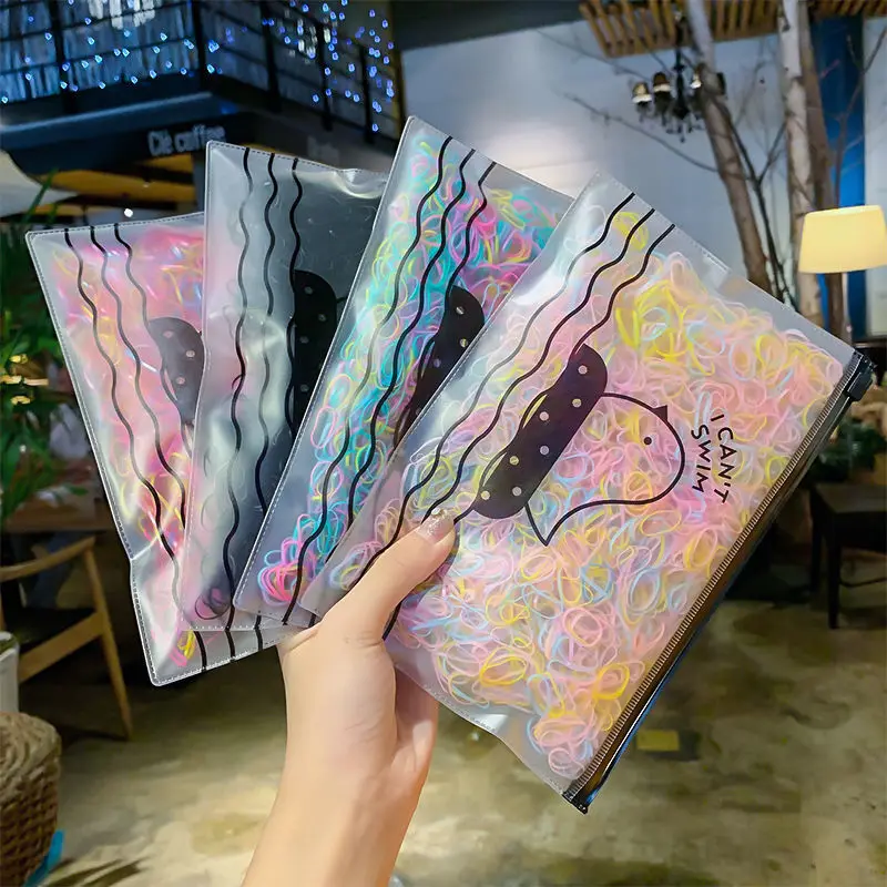 

Hot Selling Lagre Size 6 Bags/3000pcs Bulk Candy Color Basic Hair Tie Disposable Rubber Bands for Baby Girl