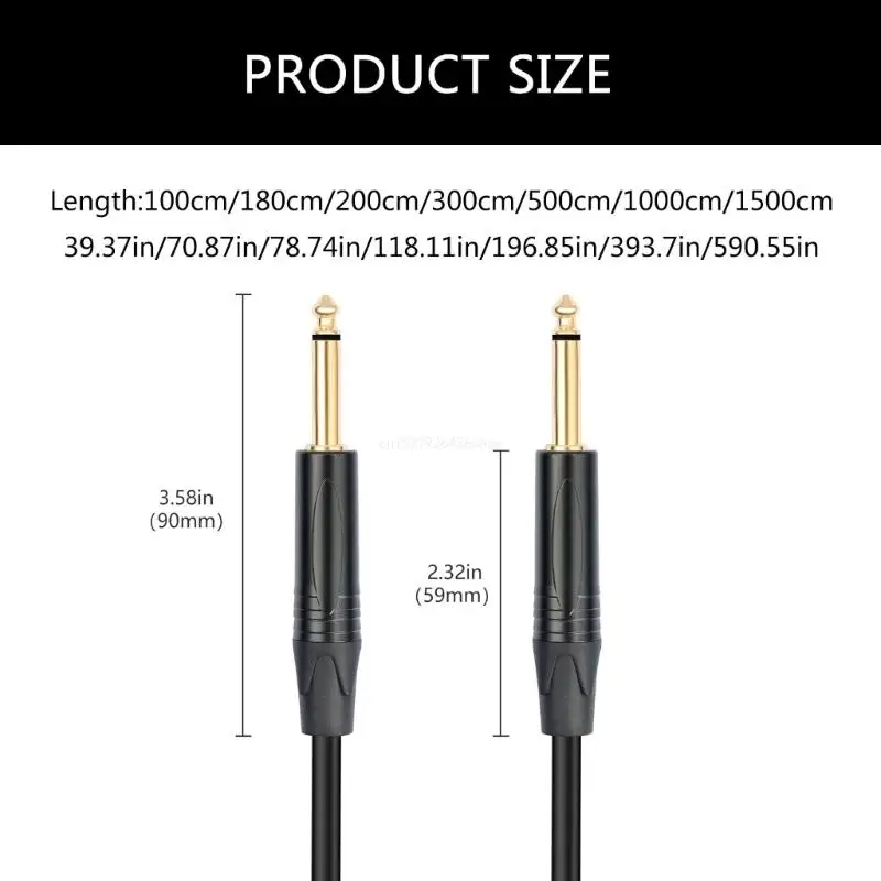 Профессиональный инструментальный кабель 1/4 дюйма для электрогитары и микшерных