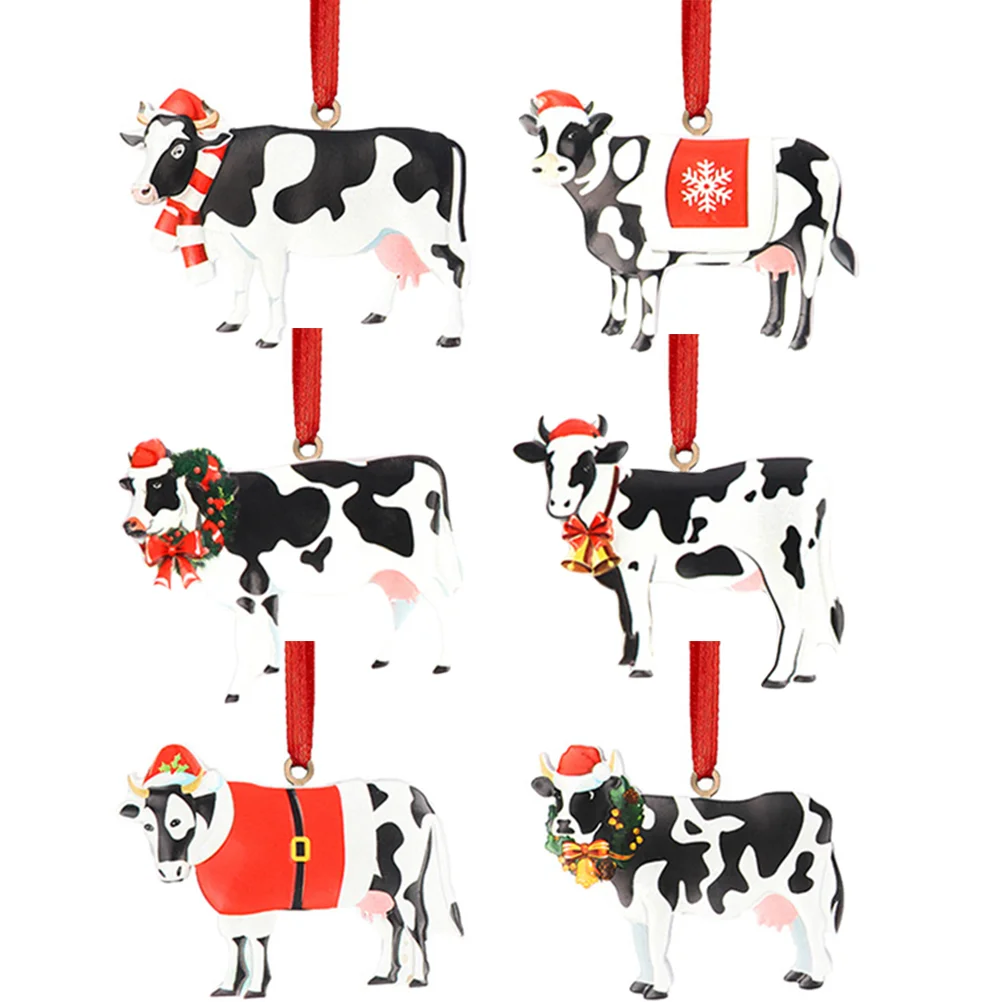 

Christmas Hanging Cow Xmas Ornaments Tree Holiday Pendants Decoration Ornament Gift Party Country Figurine Tags Favors Mini