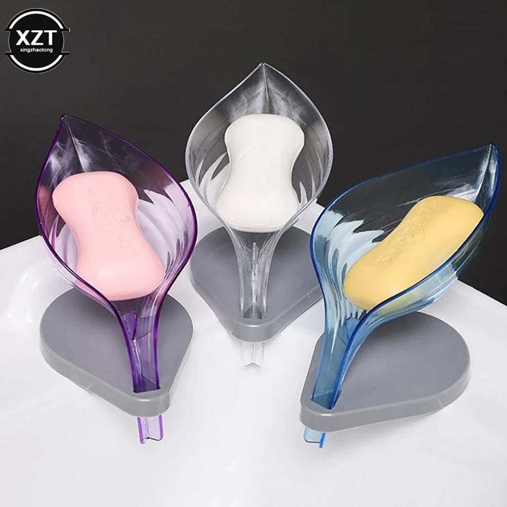 

Leaf Shape Soap Box Bathroom Shower Soap Holder Kitchen Sponge Storage Tray Creative Sucker Drain Storage Case