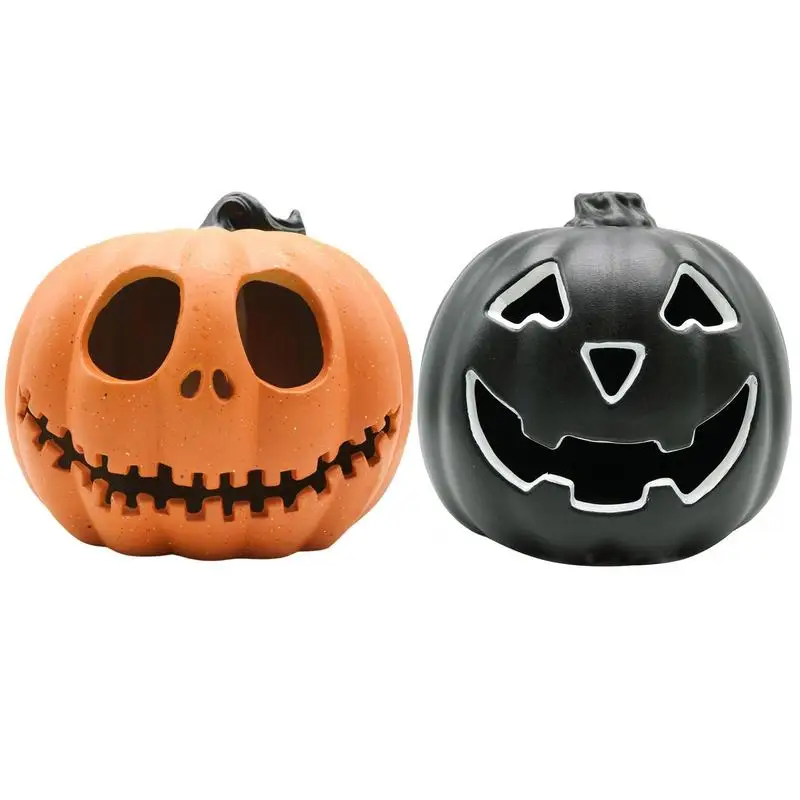 

Halloween Jack-O-Lantern Light Up Ornament Orange Black Battery Powered Jack O Decor For Home Schools Offices Farms
