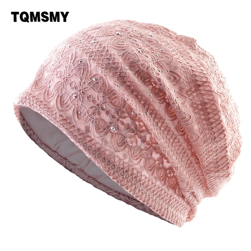 

Модная кружевная шапочка TQMSMY, Женская Весенняя тонкая шапка, однотонные дышащие шапочки, шапочки, женские шапки TME277