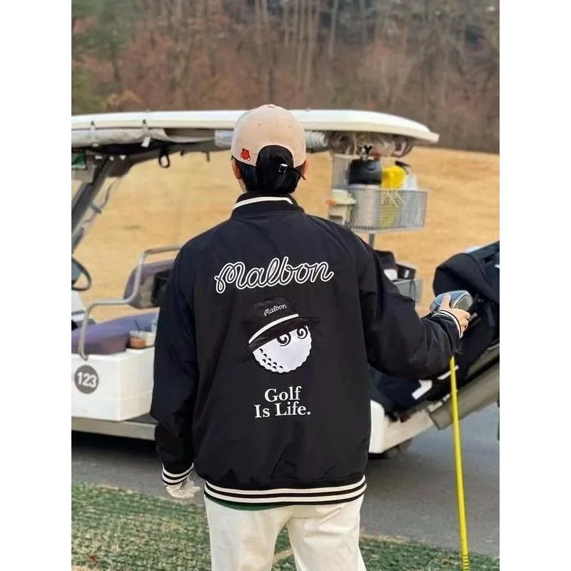 

Malbon Golf 2022 Autumn Winter Fake Luxury Men's Clothing Jacket Horse Golf Wear Men Collar The Embroidery Jackets Windbreak