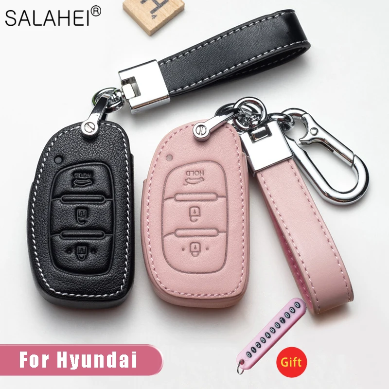 

New Leather Key Case Key Cover keychain For Hyundai ix35 iX45 ix20 iX25 i10 i20 i30 i40 HB20 Sonata Verna Solaris Elantra Accent