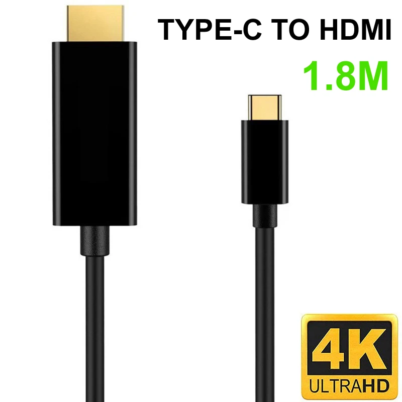 

1.8M 4K*2K 60Hz USB Type-C to HDMI-compatible Male Adapter Cable Thunderbolt For MacBook Huawei Xiaomi TV/monitor/projector