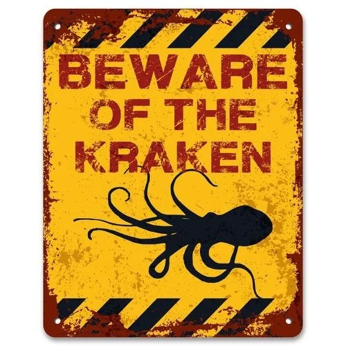 

Beware Of The Kraken Funny Vintage Metal Garden Warning Sign Pond Tin Sign Metal Painting Poster Metal Poster 2021 Hot