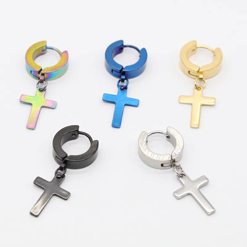 

Fashion Stainless Steel Cross Earrings Punk Jewelry For Cool Women Girl Friendship Gifts Accessories pendientes