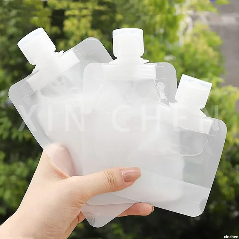 20/30pcs Transparent Flip Cap Packaging Bag Plastic Stand Up Spout Pouch Portable Travel Makeup Packing Bag 30ml 50ml 100ml