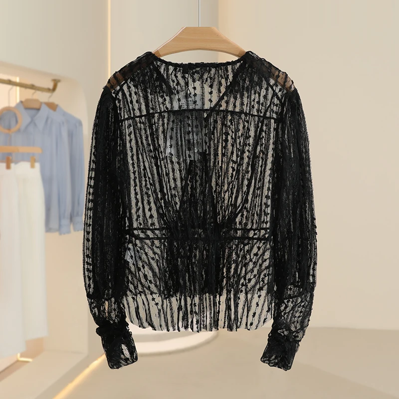 [X] Design Sense Slimming Western Sle Fashion Top 2024 Autumn New Counter Withdraw from Cupboard Women clothes