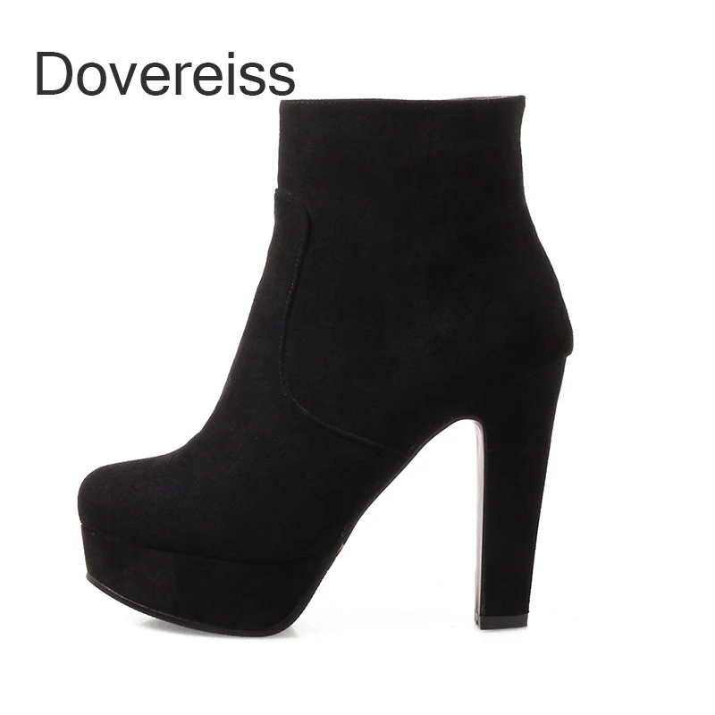 

2022 Winter Waterproof Chunky Heels Ankle Boots Women New Gray Fashion Sexy Clear Heels Consice Shoes Zipper Big Size 41 42 43