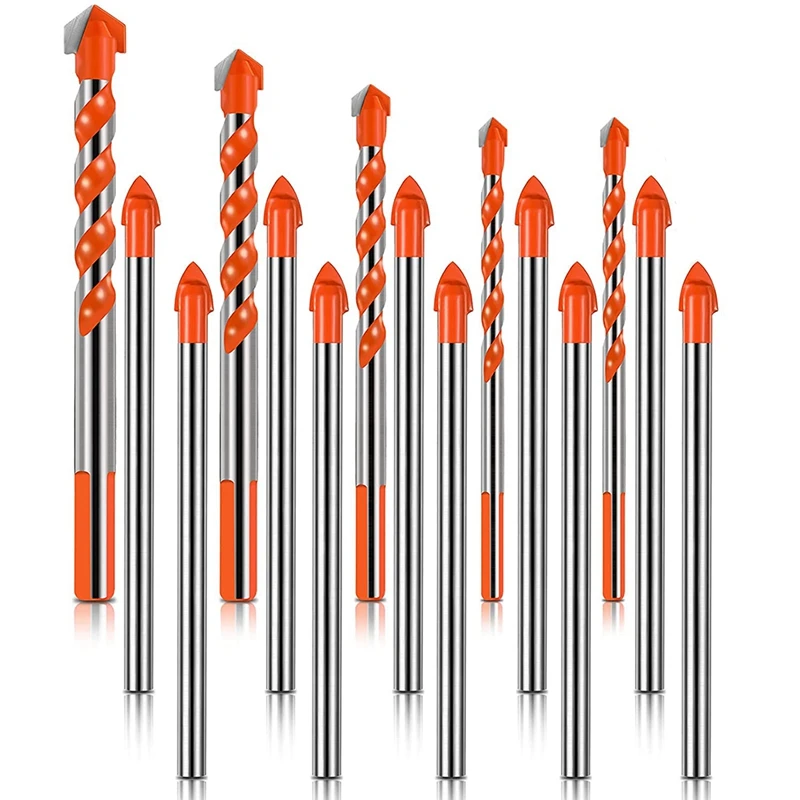 

15 Pieces Masonry Drill Bit Multi-Functional Twist Drill Bits Ultimate Cobalt Drill Bit Triple-Cornered Drill Bit Set