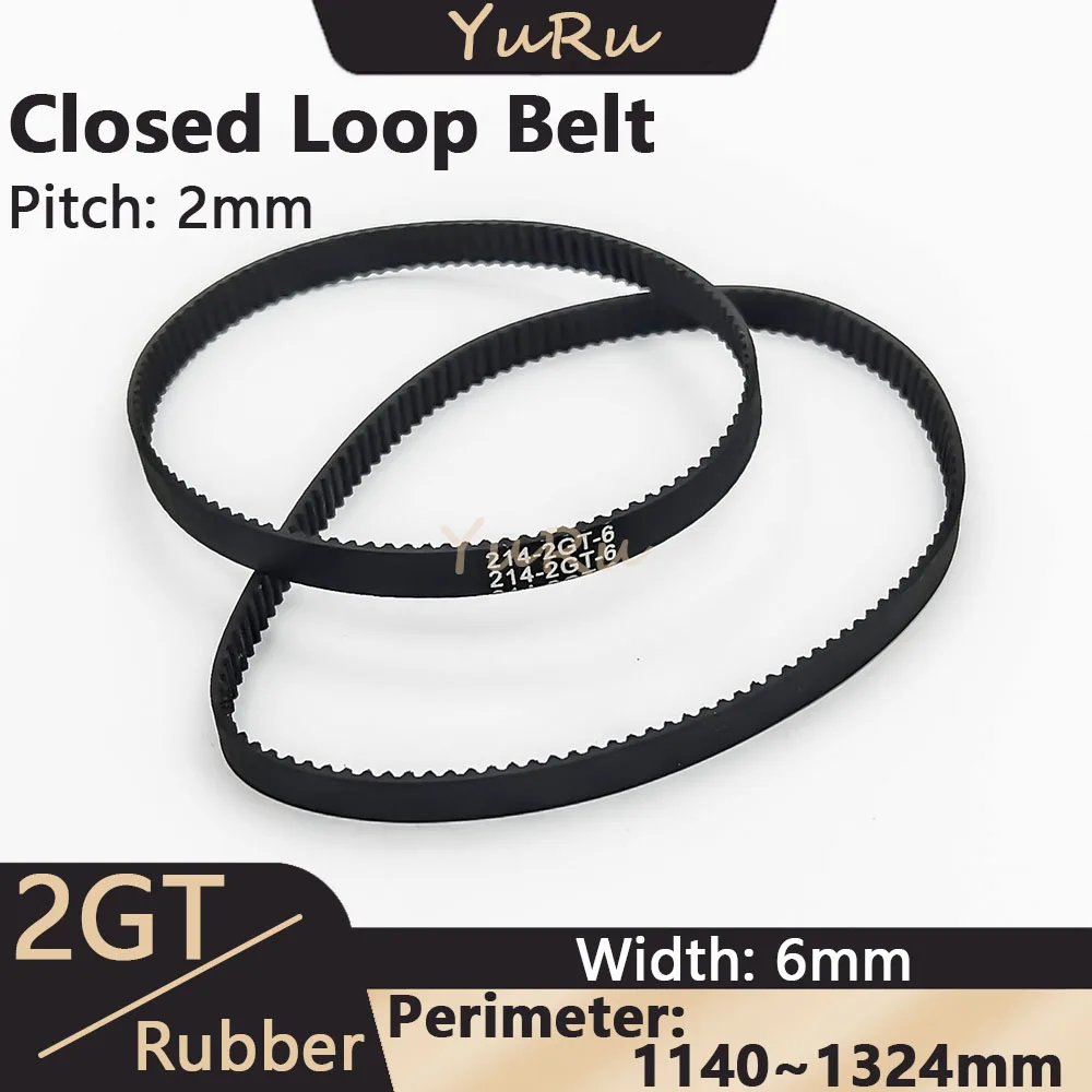 

2GT 2MGT Closed Loop Belt Width 6mm Perimeter 1140 1164 1180 1210 1220 1240 1250 1310 1324mm Rubber Timing Belt Synchronous Belt