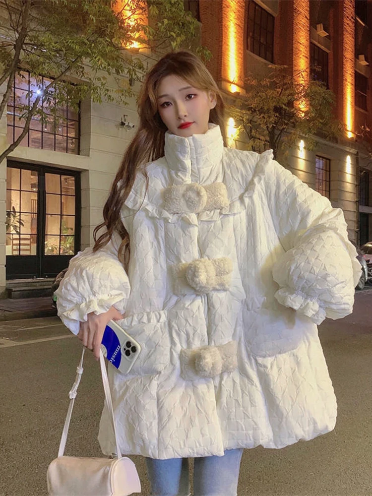 

KBAT Winter Thick Cotton Padded Coats Women Single-breasted Parkas Female Warm Puffer Parkas Stand Collar Female Jackets Outwear
