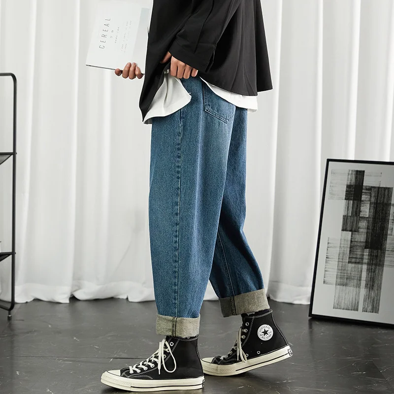 

Fashion Hip Hop Jeans Men Autumn Winter Casual Straight Pants LooseTrousers Mens