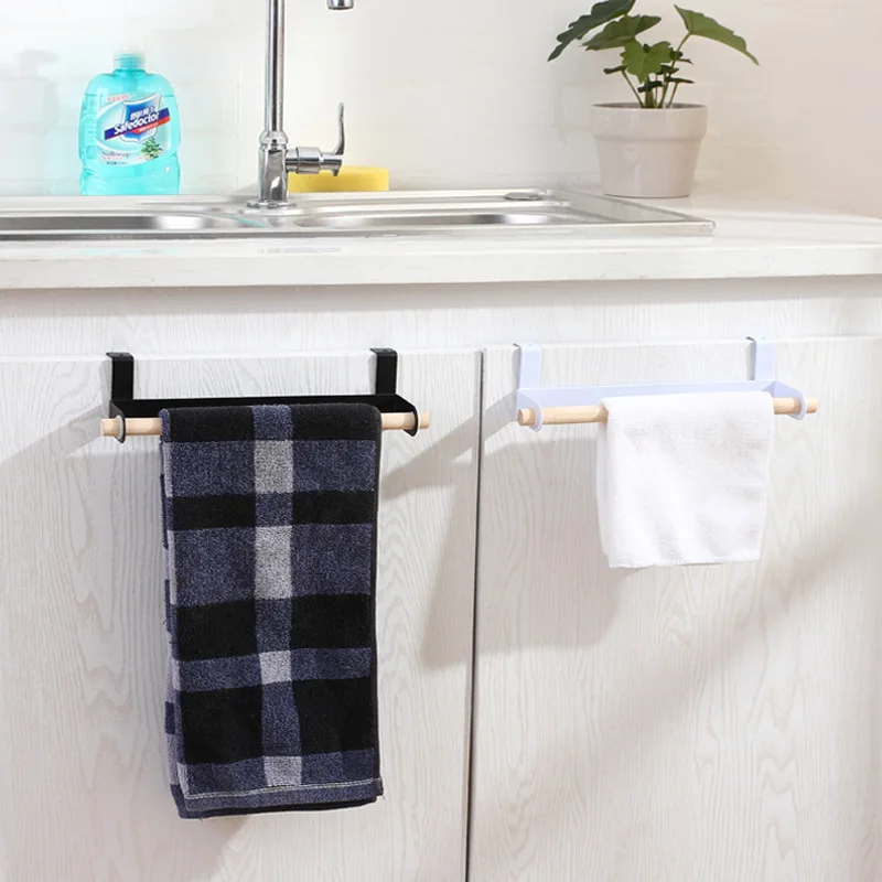 

Kitchen Cabinet Door Back Storage Towel Rack Punch-free Wall-mounted Rag Glove Curtain Rack Dish Housework Cleaning Assistant