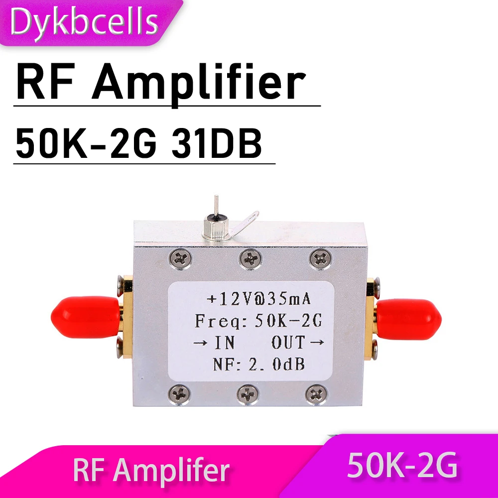 

Dykbcells 50K-2 ГГц LNA усилитель радиосигнала с низким уровнем шума, высокий коэффициент усиления 31 дБ 0,5G DC 12V HF FM VHF UHF ham radio 433M 315M 868M 900M 1,5G GPS