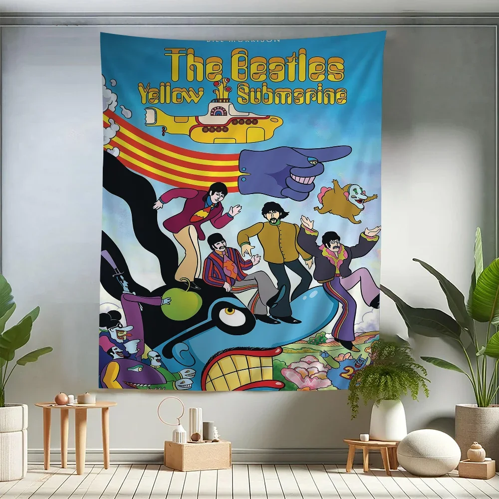 Мультяшный желтый гобелен с подводной лодкой вязаный полиэстер хлопок подводный