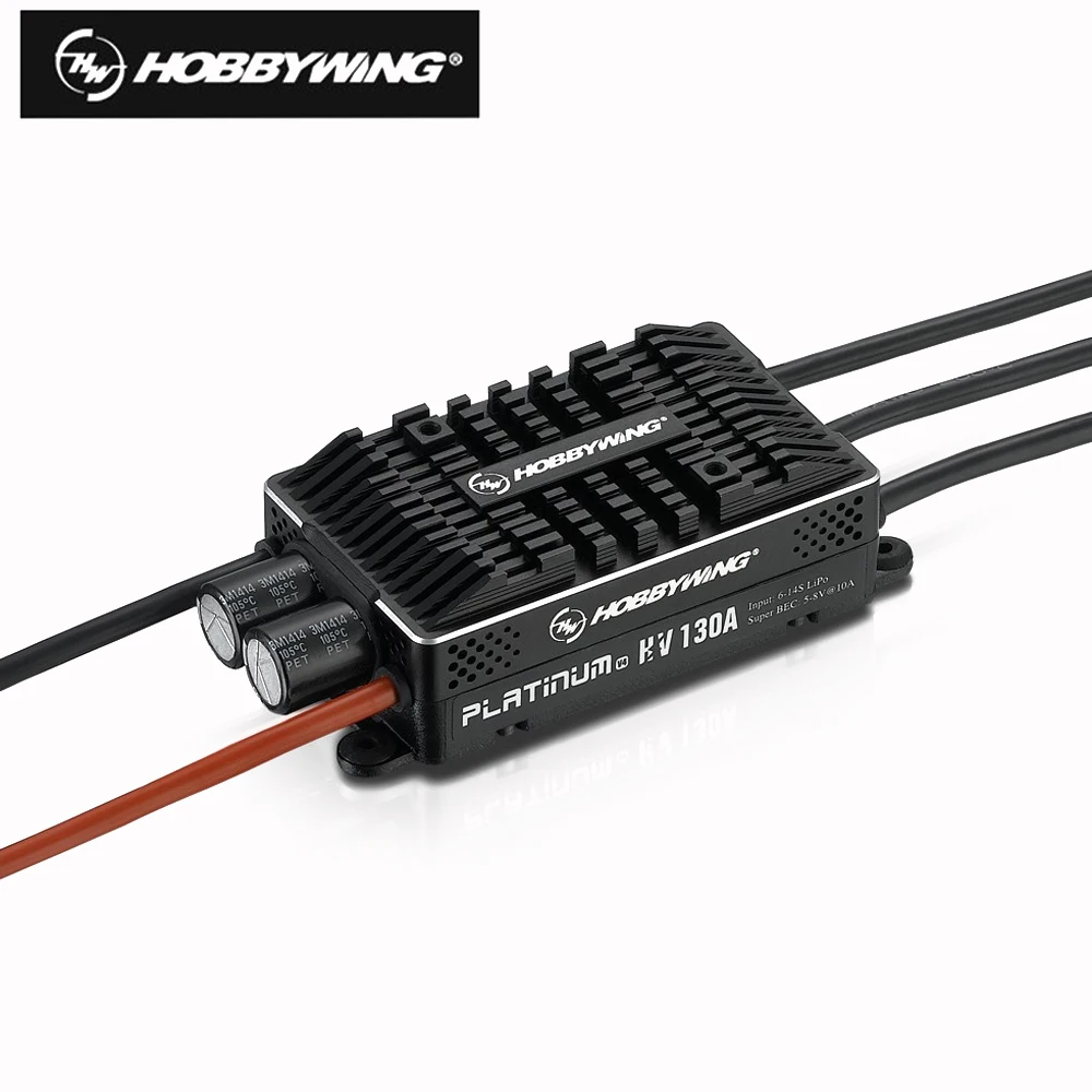 Фото Бесколлекторный регулятор скорости VoidFly Original Hobbywing Platinum HV V4 4.1 130A 200A BEC / OPTO 6-14S Lipo (пустая заготовка) для радиоуправляемых дронов и вертолетов №5