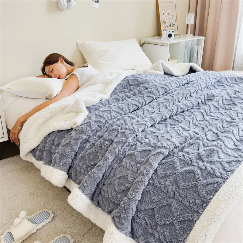 

Зимнее толстое одеяло, Двухслойное кашемировое одеяло из искусственной овечьей шерсти, домашний диван, теплое одеяло, мягкое удобное покрывало