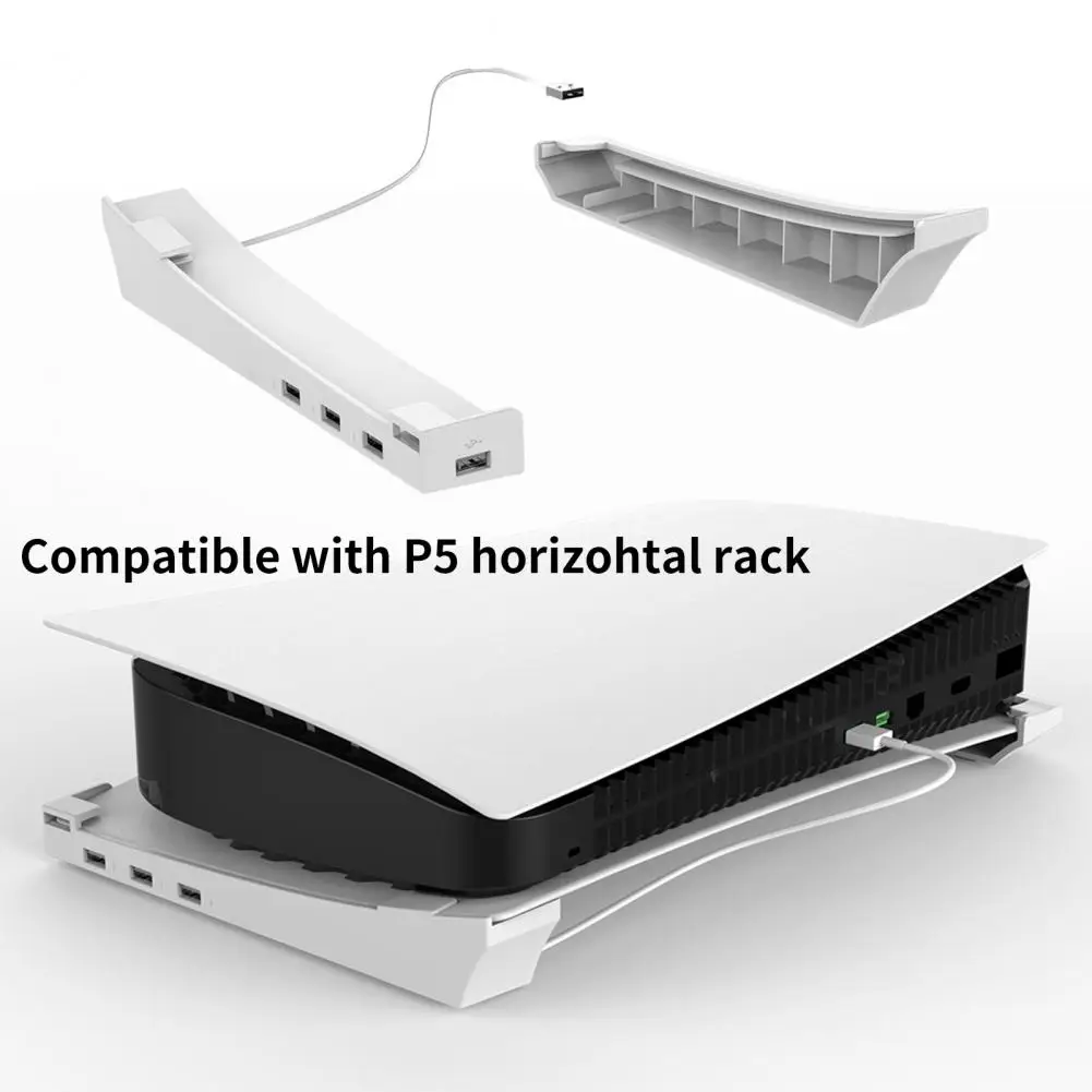 

Horizontal Storage Stand 4 USB Ports Facilitate Storage Stable Game Console Display Dock Mount for PS5 Digital/Optical Drive Edi