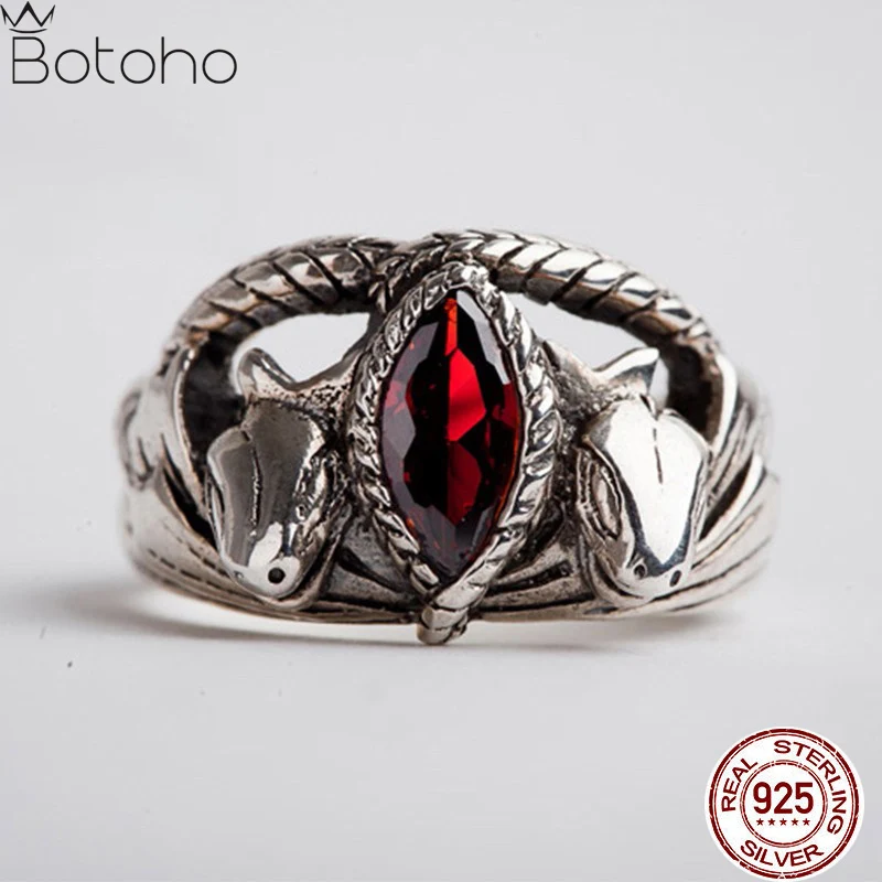 LOTR Movie Ring Of Barahir Aragorn Gondor Red Crystal Rings 925 Sterling Silver Jewelry Wedding Ring For Men Fans Birthday Gift