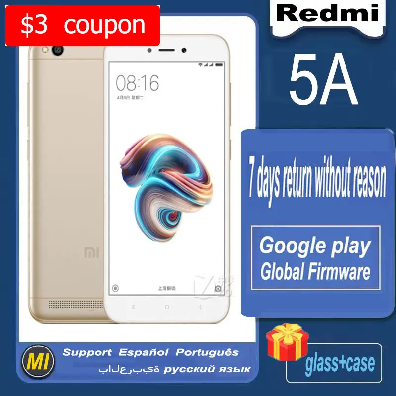 

Global version Xiaomi Redmi 5A smartphone Qualcomm Snapdragon 425 5inchs 13 .0MP 5 .0MP 1280x720