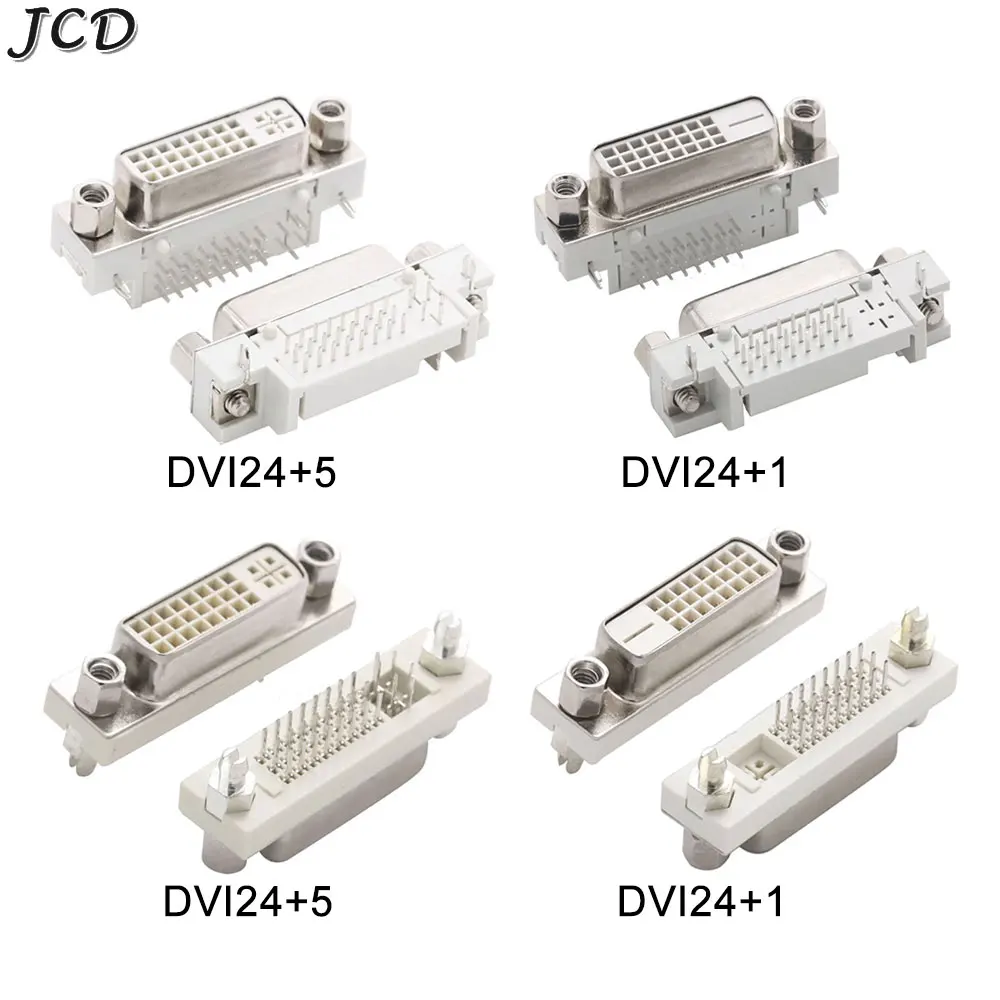 

JCD DVI24+5 DVI24+1 Solder-wire Male/Female Header DVI-I Connector Bent Female-header 90-degree PCB DVI Adapter Plug Terminal