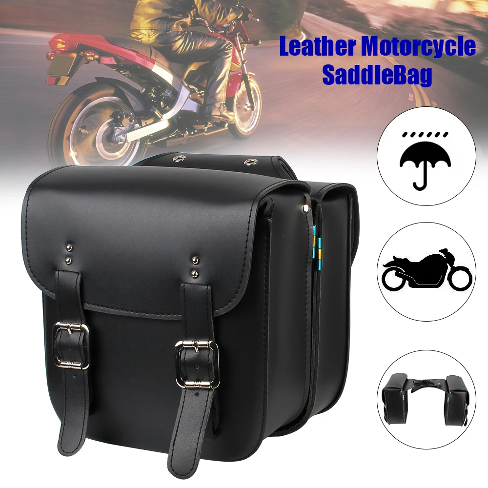 

LEEPEE PU Leather 2 piece/set Tool Storage Pouch Motorbike Side Bags Universal Motorcycle Saddle Bag Large Capacity