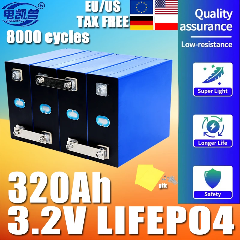 Литий-железо-фосфатный аккумулятор LiFePO4 3 2 В 280 Ач 340 320 3C для 4S 8S 16S 12V 24V 48V Golf Cart Yacht RV