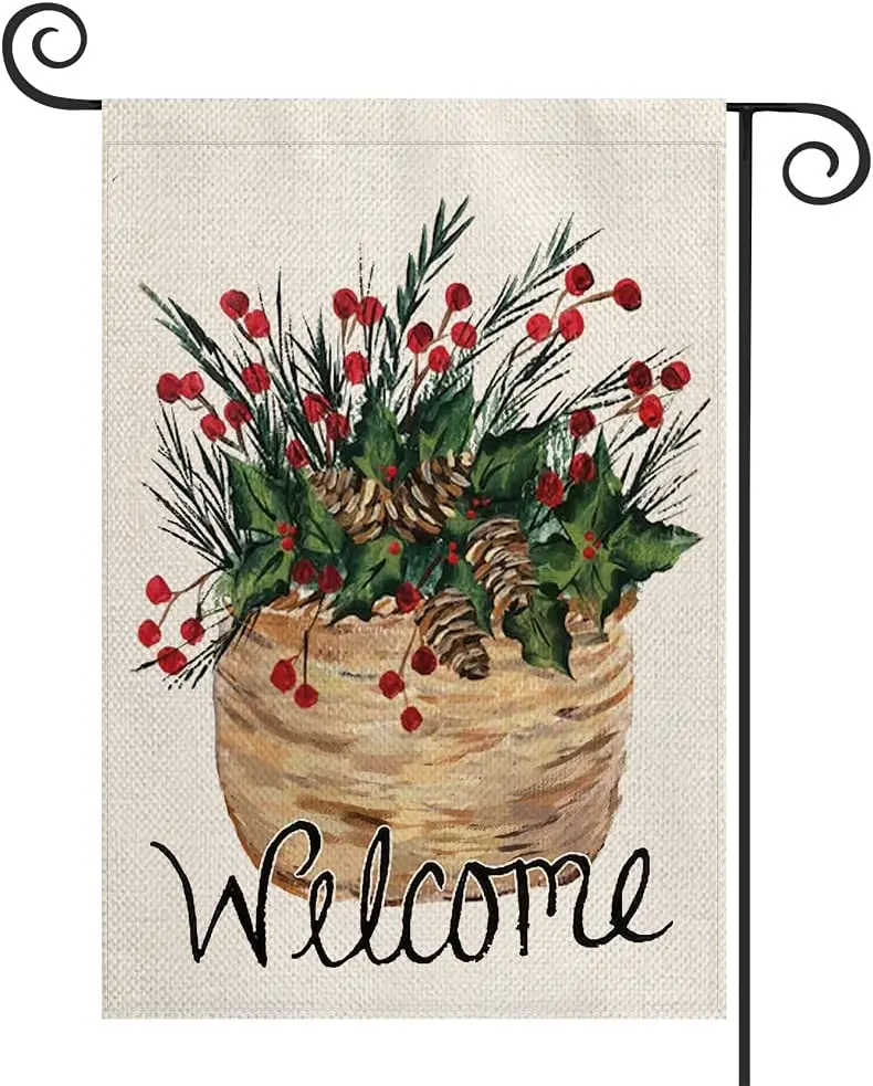 

Colorlife Welcome Holly Red Berries Garden Flag Vertical Double Sided Winter Christmas Farmhouse Yard Outdoor 12x18 Inch