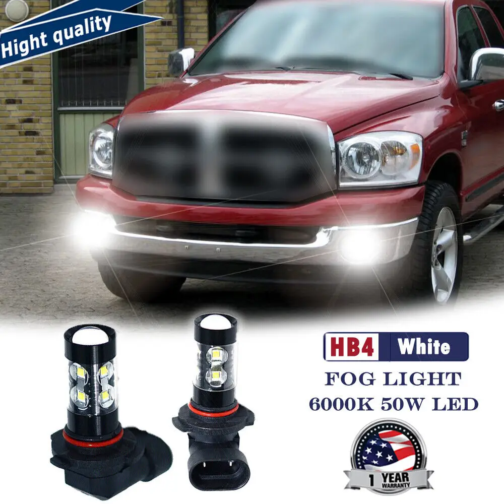 

2x 100W 2000LM HB4 9006 Upgrade LED Fog Light For Dodge Ram 1500 2500 3500 06-09